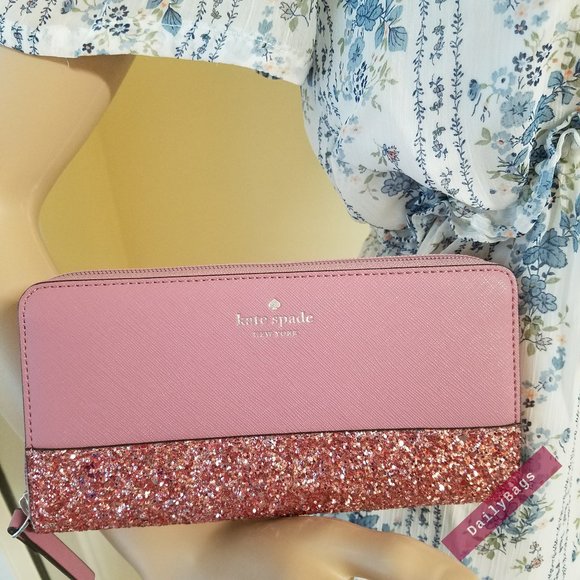KATE SPADE NEDA GLITTER GRETA COURT PEONY WALLET - Picture 2 of 6